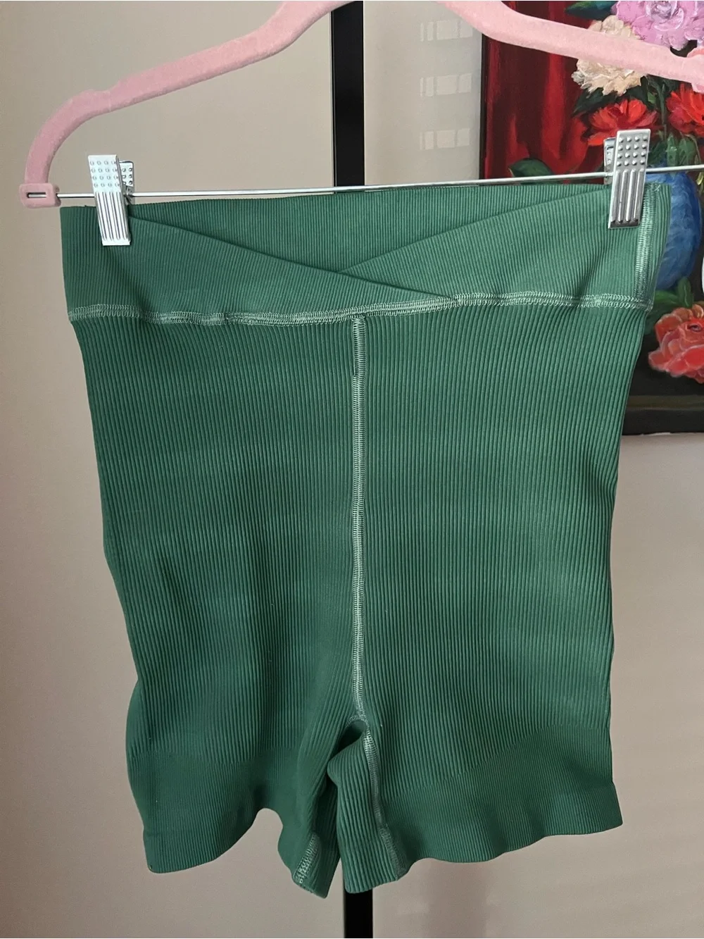 Free people movement free throw Green Ribbed High-Waist Bike Shorts - Picture 3 of 6